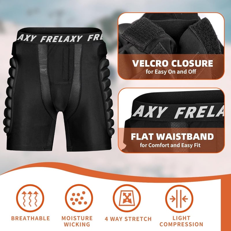 Frelaxy 3D Protective Butt Pads Padded Shorts for Snowboard, Ski and Skate, Crash Pad Impact Gear, Protection for Tailbone, Hip, and Butt - Image 4